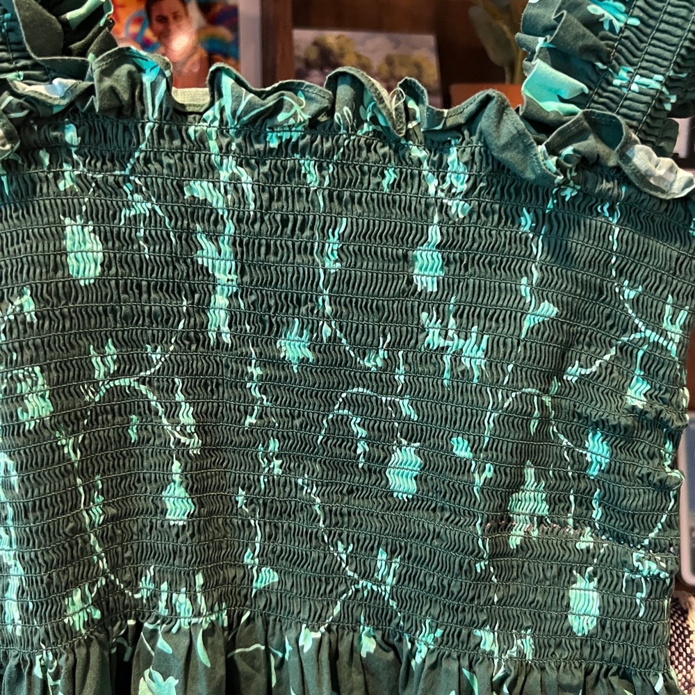 Hill House Forest Green Floral Smocked Tank Top - Picture 3 of 9